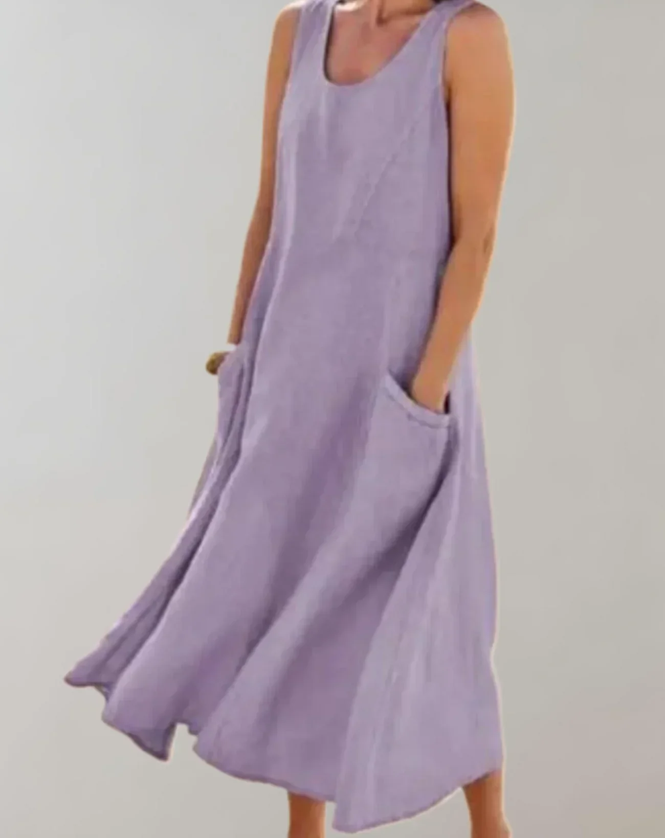 Jolie – Ärmelloses Midikleid aus Baumwollleinen - Image 9