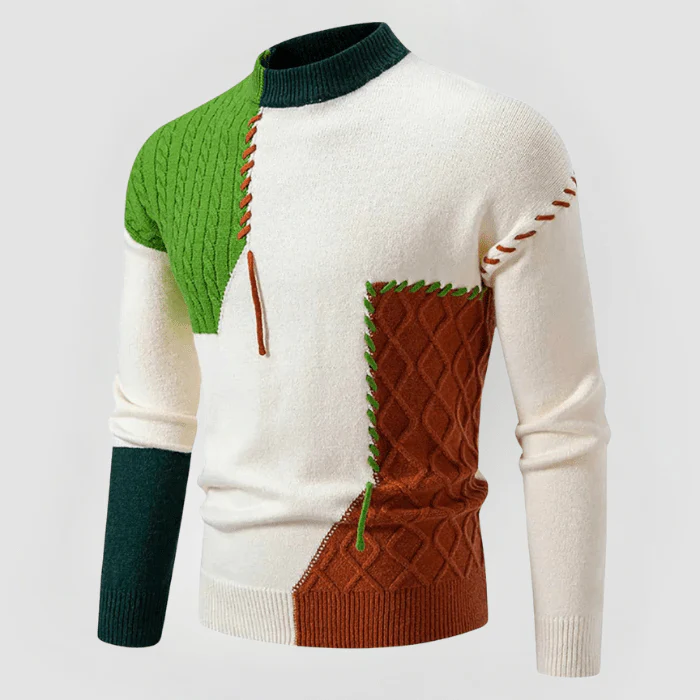 JULIAN - PATCHWORK-DESIGN ENG ANLIEGENDER PULLOVER - Image 3