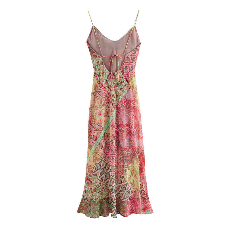 Juliet | Patchwork rückenfreies Kleid für Frauen