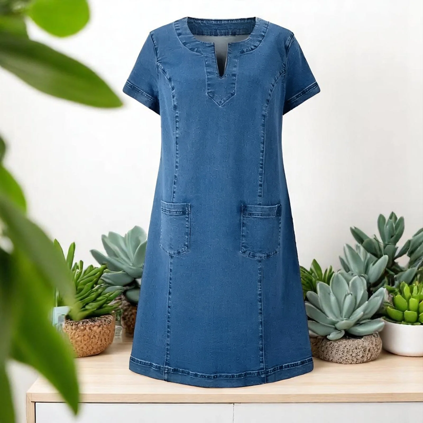 Juliet | Weiches Jeanskleid mit Fronttaschen - Image 2