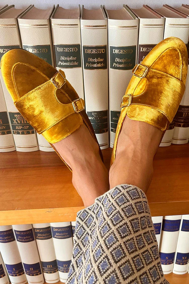 Jutrina - Modische gelbe Loafers mit Schnalle