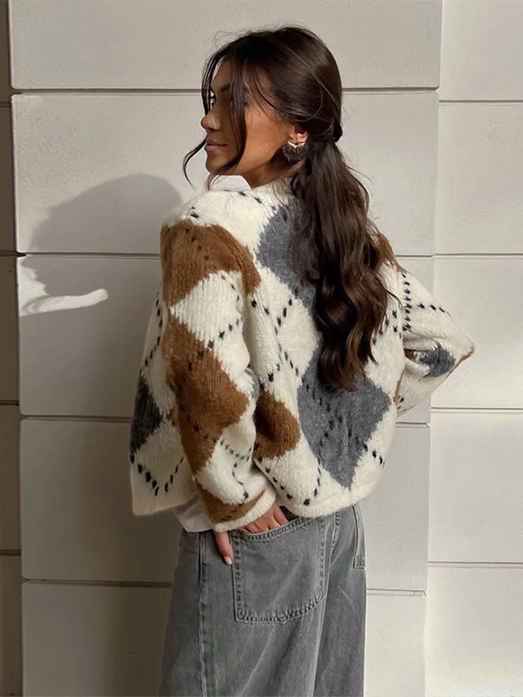 Karierte Strickjacke - Image 3