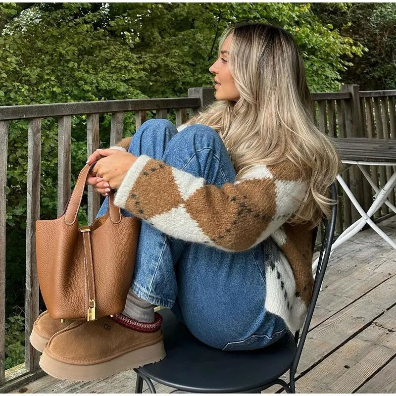 Karierte Strickjacke - Image 7