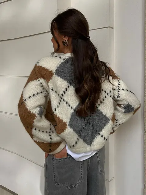 Karierte Strickjacke - Image 8