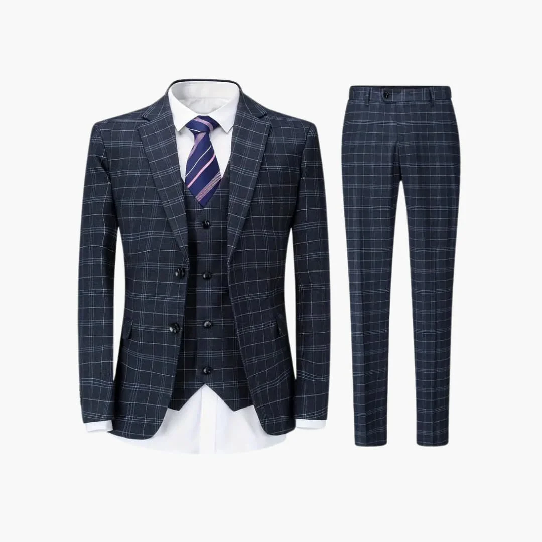 Kariertes Anzug Set - Slim Fit Herrenanzug 3-teilig Modern - Image 3