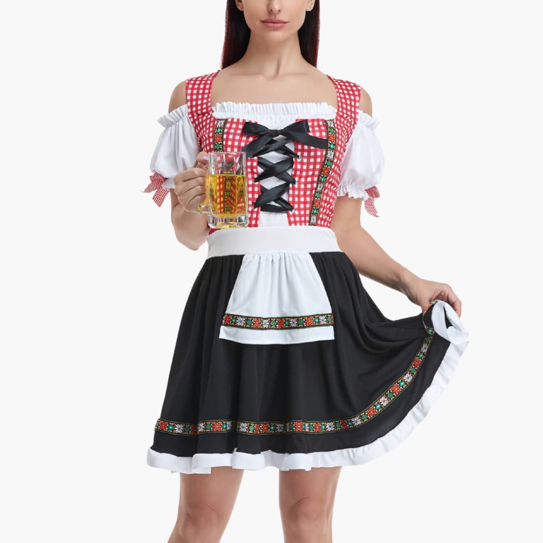 Kariertes Oktoberfest Dirndl kleid für Damen - Oktoberfest 2025 - Image 2