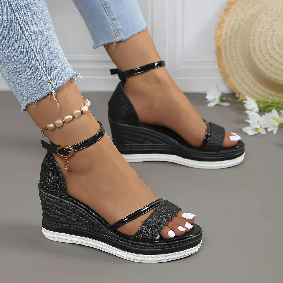 Karin | Damen Plattform Keilabsatz Riemen Sandalen - Image 3