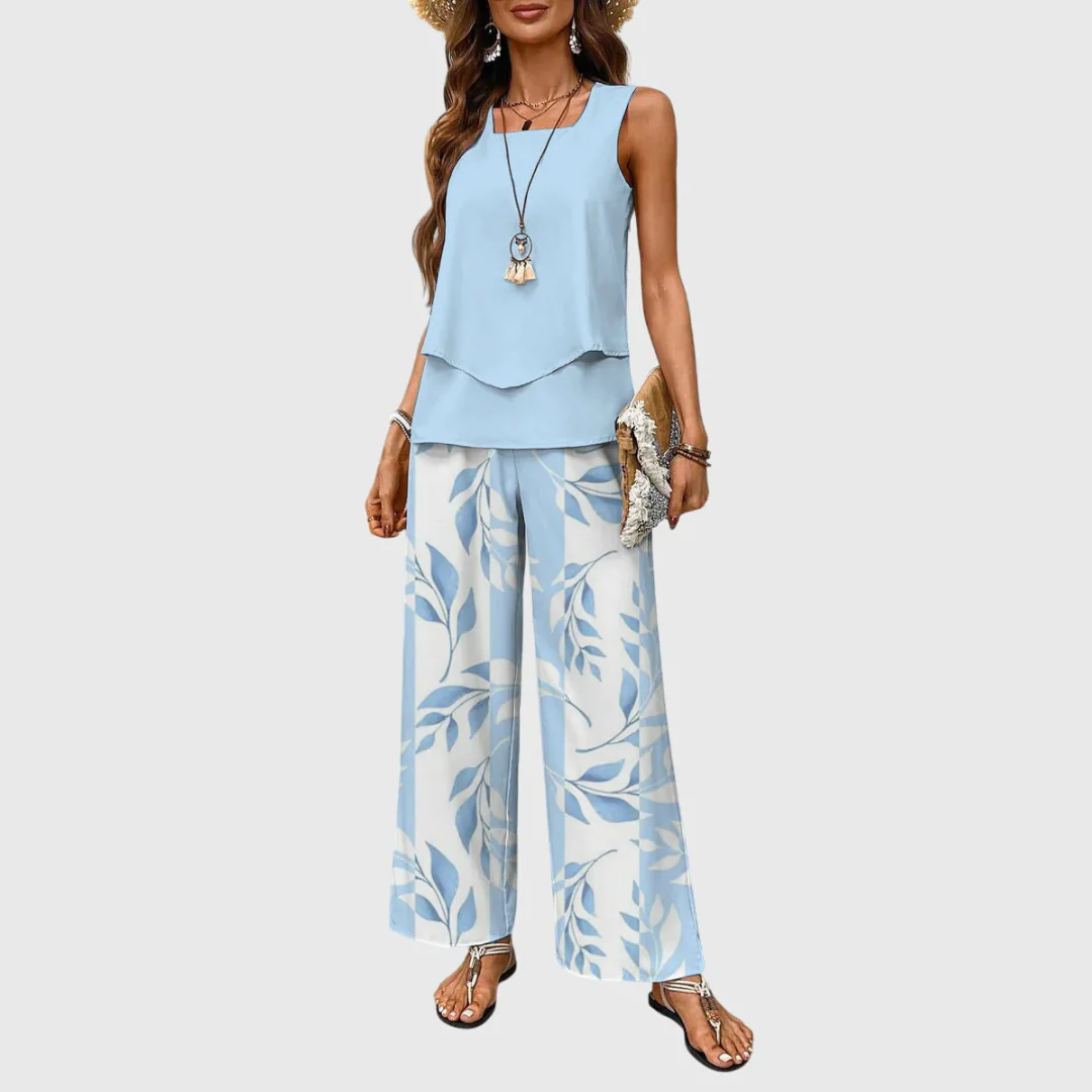 Karin | Damen Zweiteiler Weite Bein Hose Set