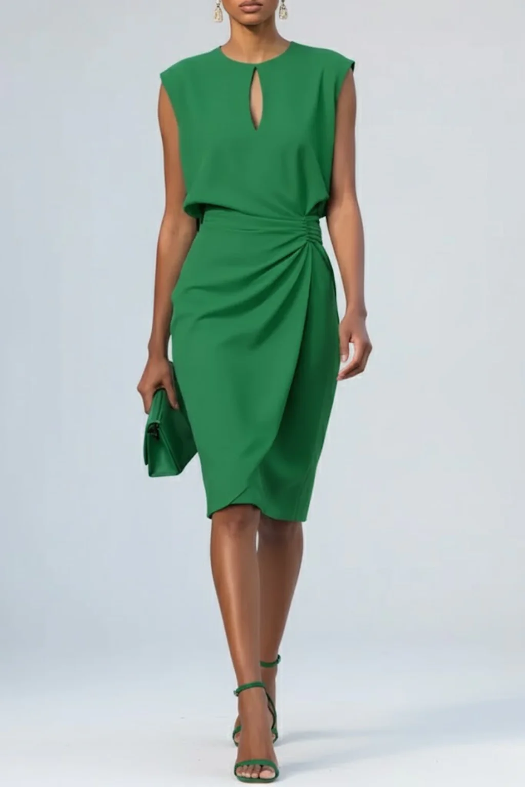 Katharina Damen Midi-Kleid mit Schlüsselloch-Ausschnitt und Raffung - Image 5