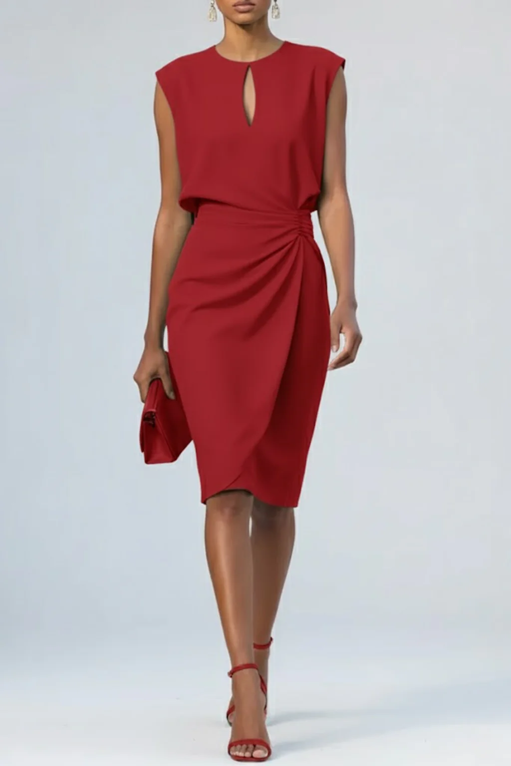 Katharina Damen Midi-Kleid mit Schlüsselloch-Ausschnitt und Raffung - Image 6