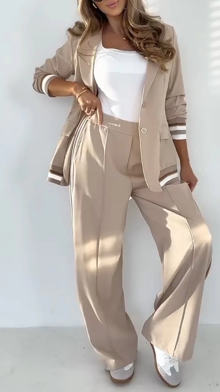 Kayla - Damen Sakko mit Revers in Uni-Farbe und Streifen im Freizeitstil - Image 4