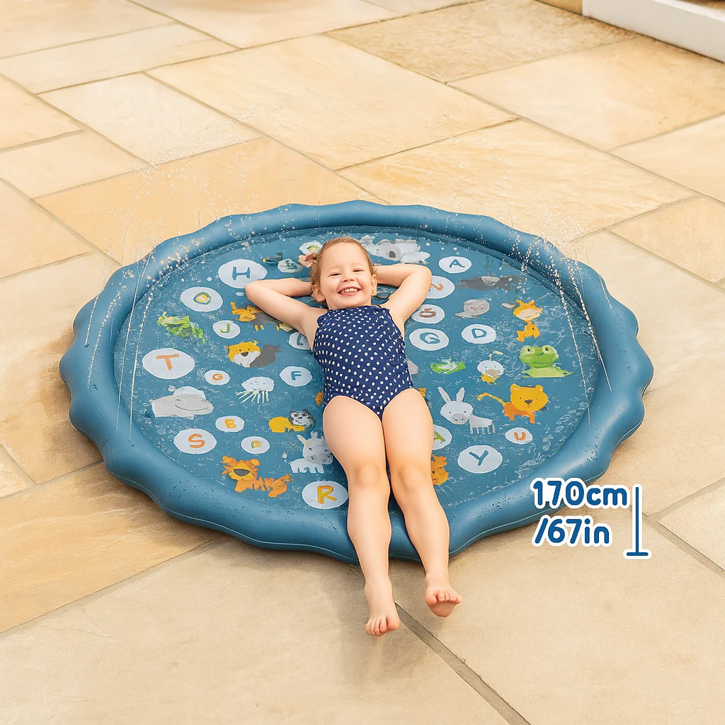 Kinder-Spritzmatte – Outdoor-Sprinkler-Spielmatte für sommerlichen Wasserspaß - Image 3