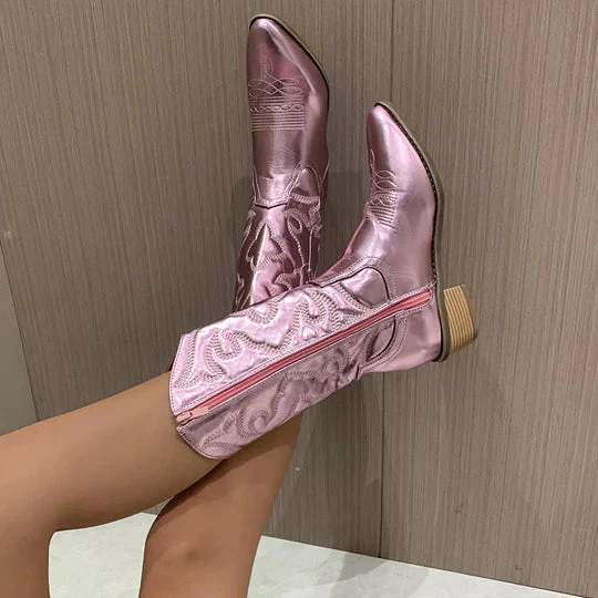 Klassische Damen-Cowboystiefel aus Leder – Elegantes Design für Jeden Anlass