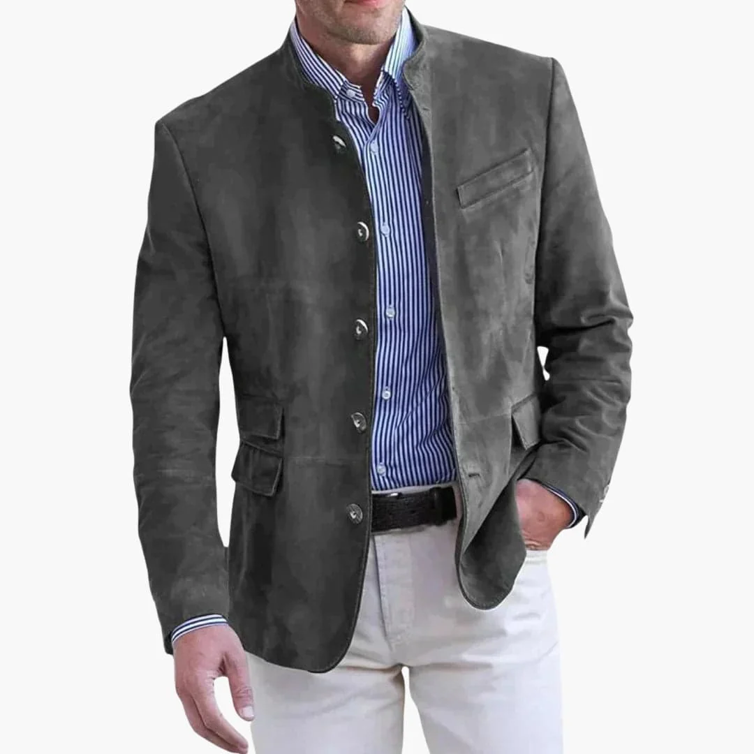 Klassische Herrenjacke mit Stehkragen und Knopfleiste - Image 2
