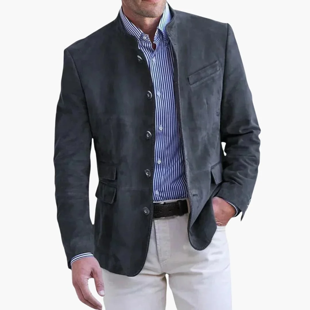 Klassische Herrenjacke mit Stehkragen und Knopfleiste - Image 4