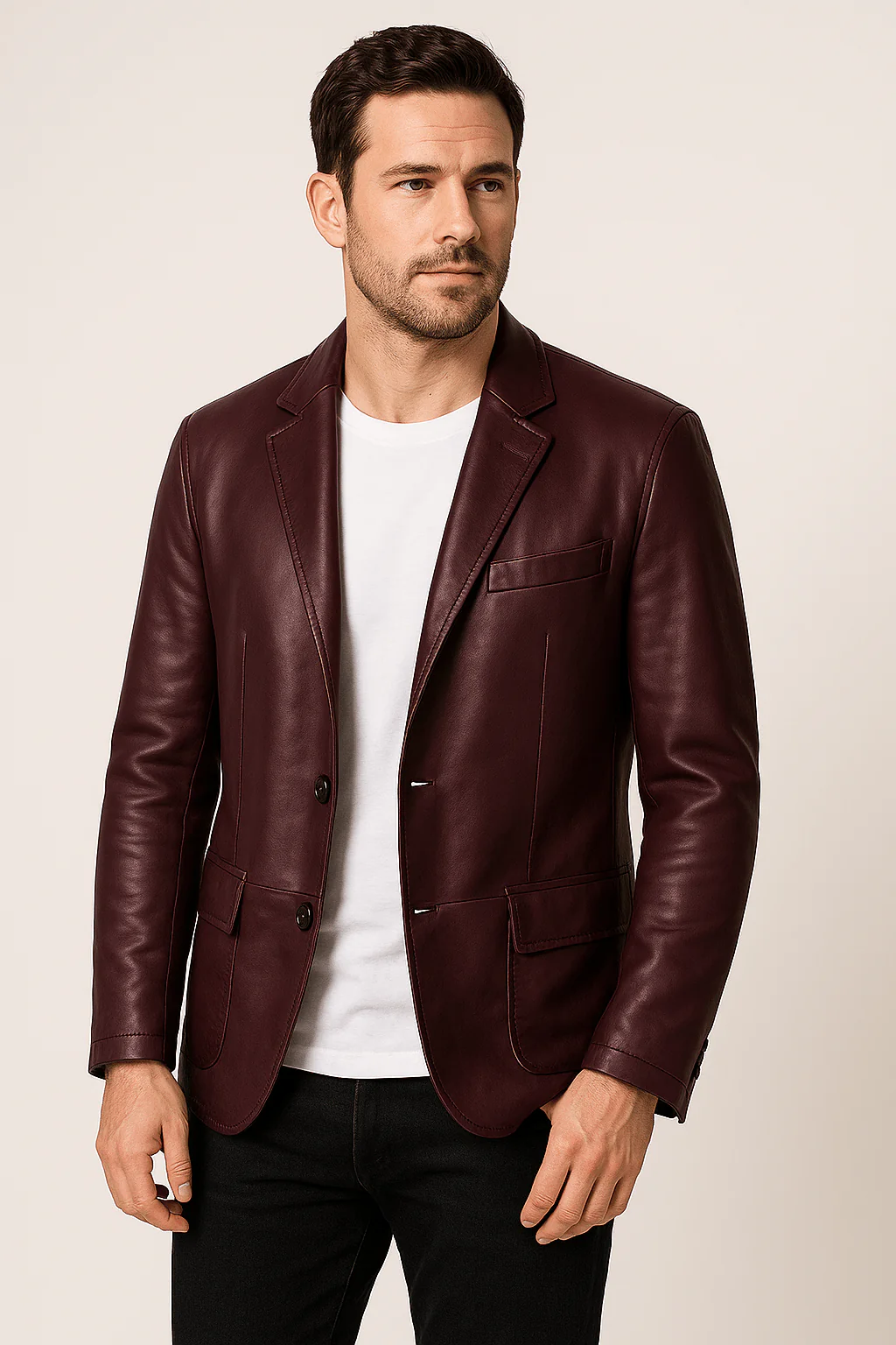Klassische Reverskragen Lederjacke - Image 2