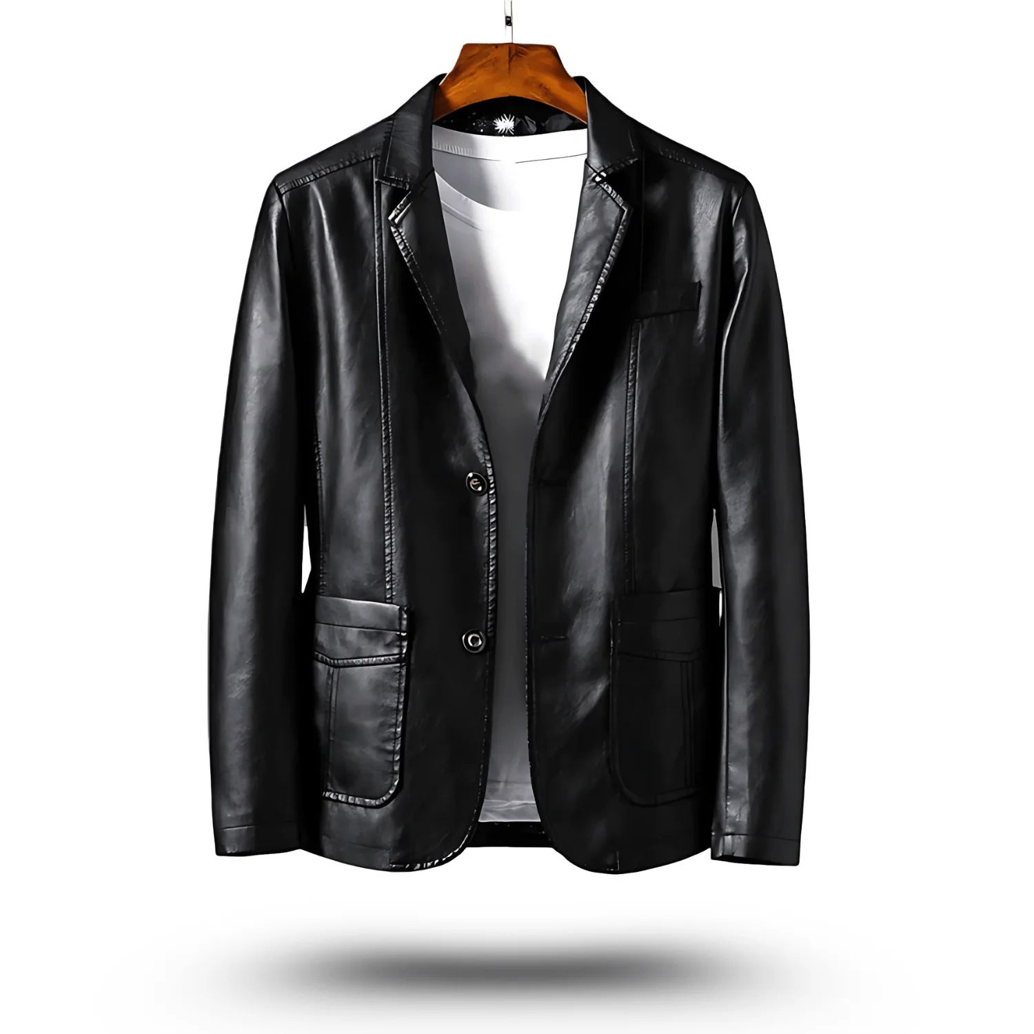 Klassische Reverskragen Lederjacke - Image 3