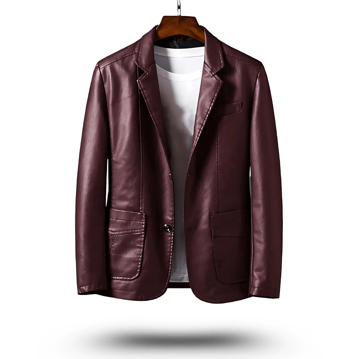 Klassische Reverskragen Lederjacke - Image 5