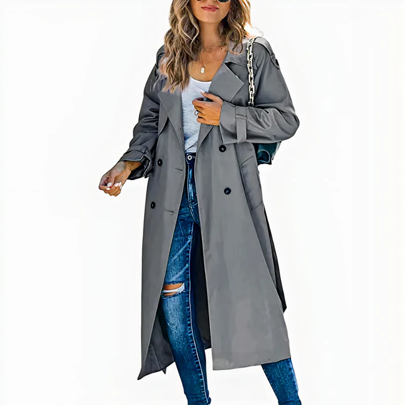 Klassischer langer Damen-Trenchcoat | Wasserdichte - Image 2