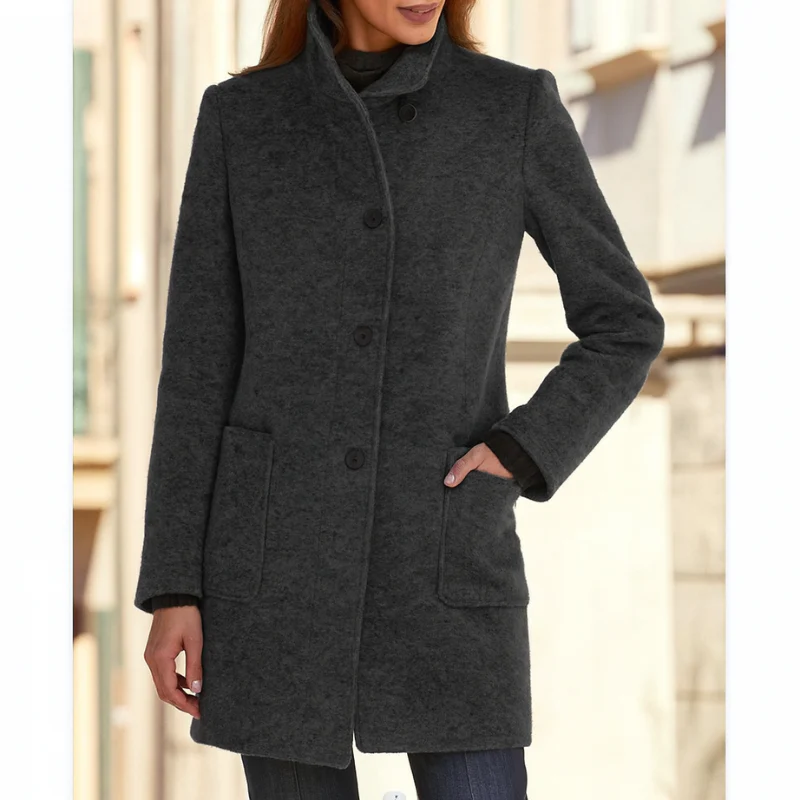Klassischer Wollmantel für Damen mit Retro-Knopfverschluss – Eleganter Mantel für den Winter, Damenmäntel für jeden Anlass - Image 6