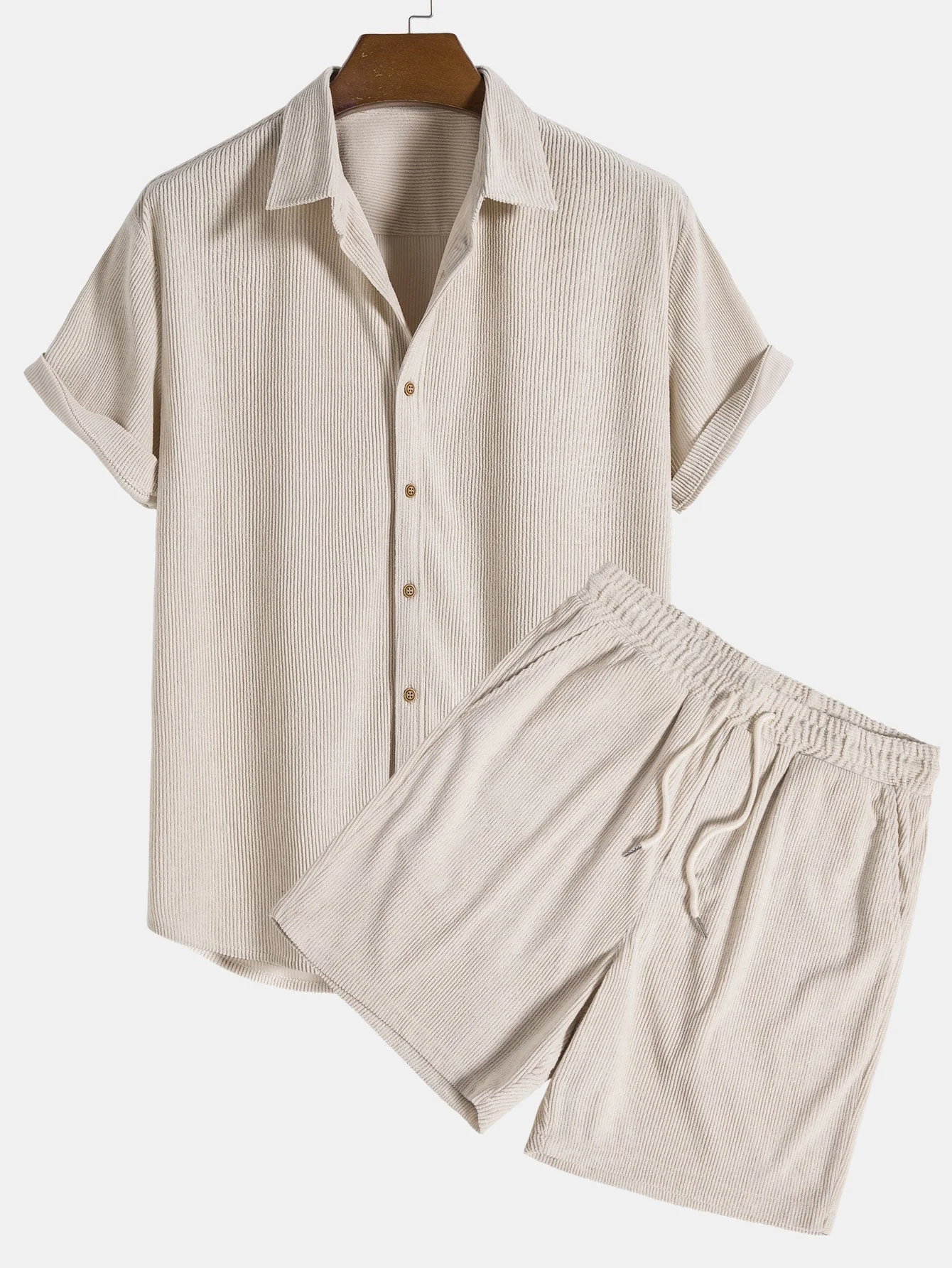 Klaus Texturiertes Kurzarmhemd und Shorts Set