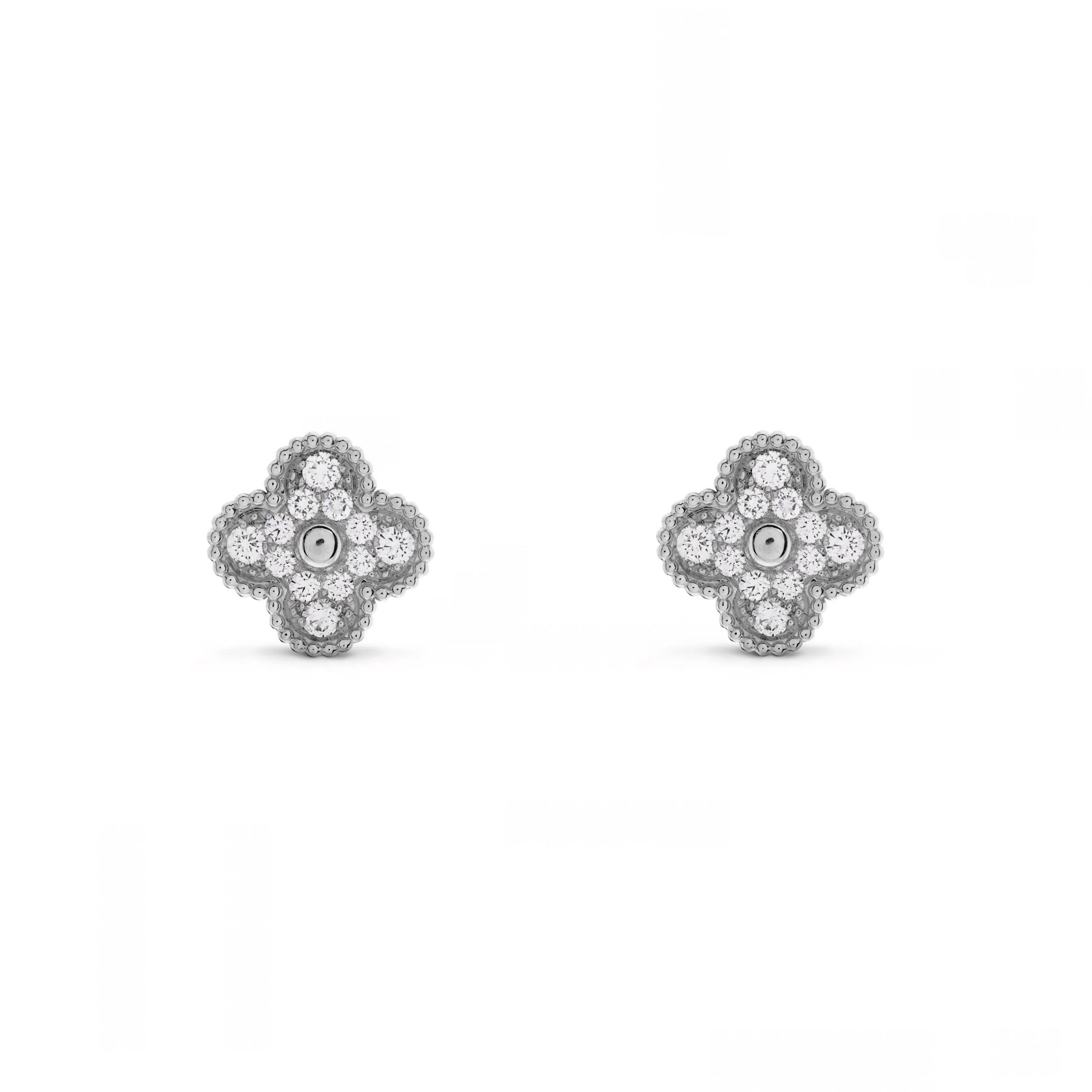 KLEEBLATT DIAMANT OHRRINGE | SILBER