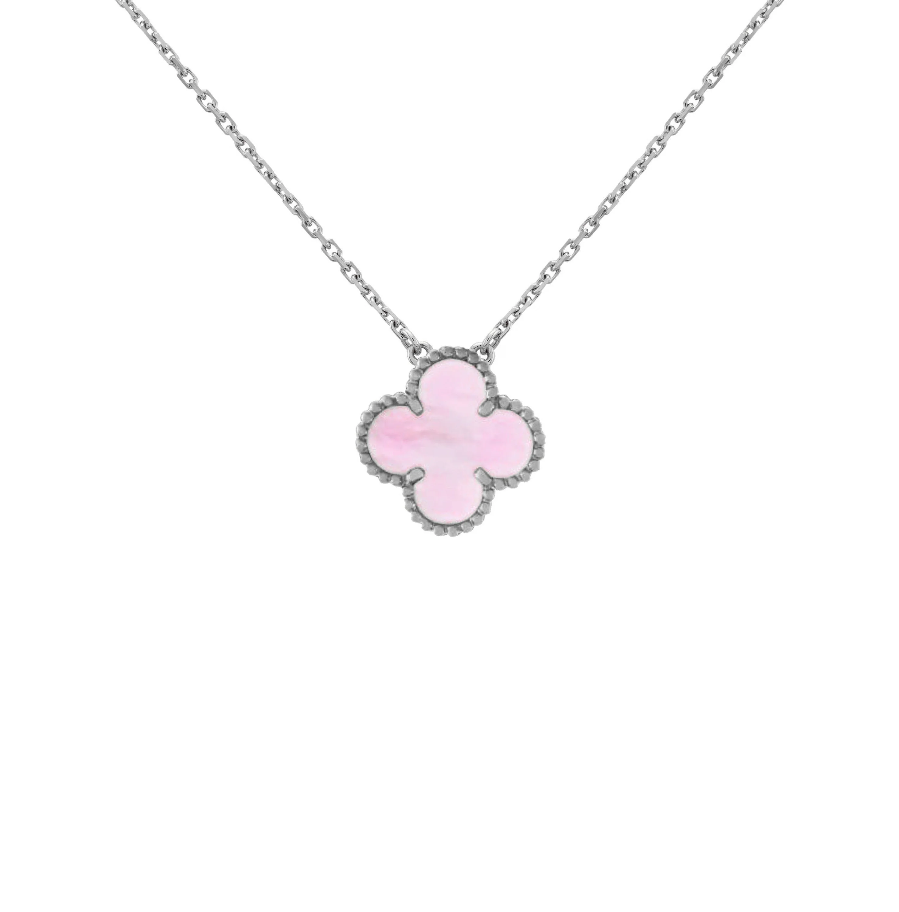 KLEEBLATT HALSKETTE | PINK SILBER