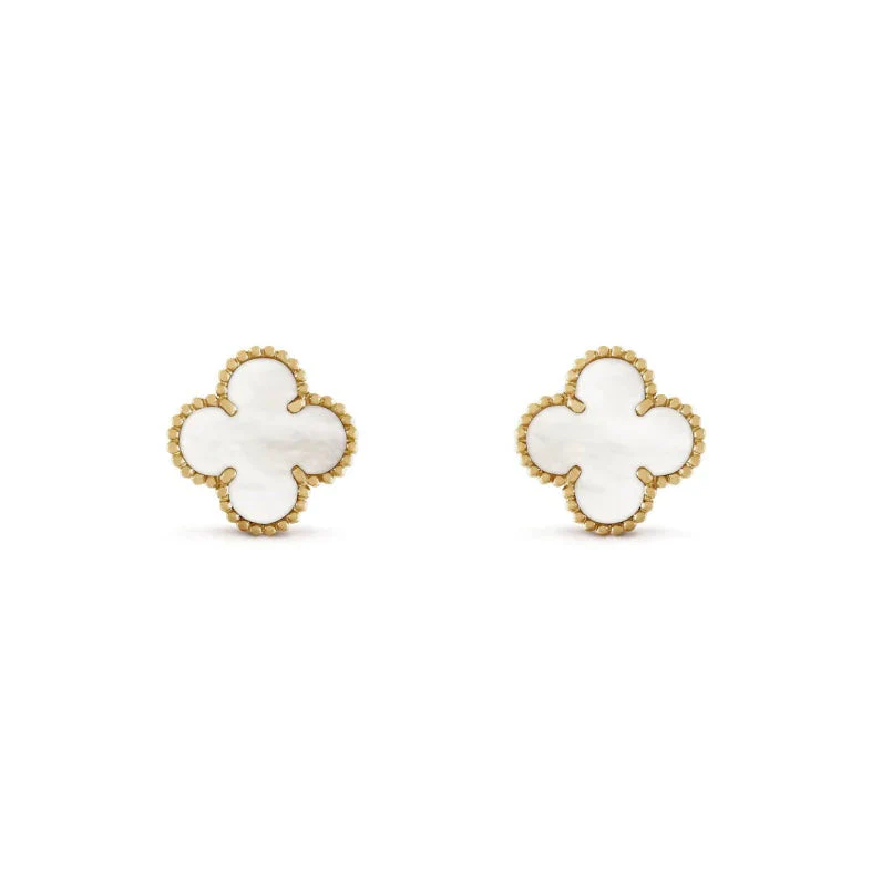 KLEEBLATT OHRRINGE | WEISS GOLD