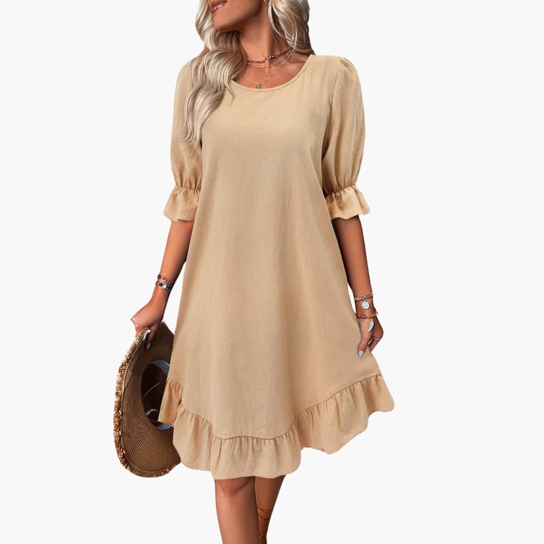 Kleid Damen - Freizeitkleid mit Volants und Puffärmeln Sommer - Image 5