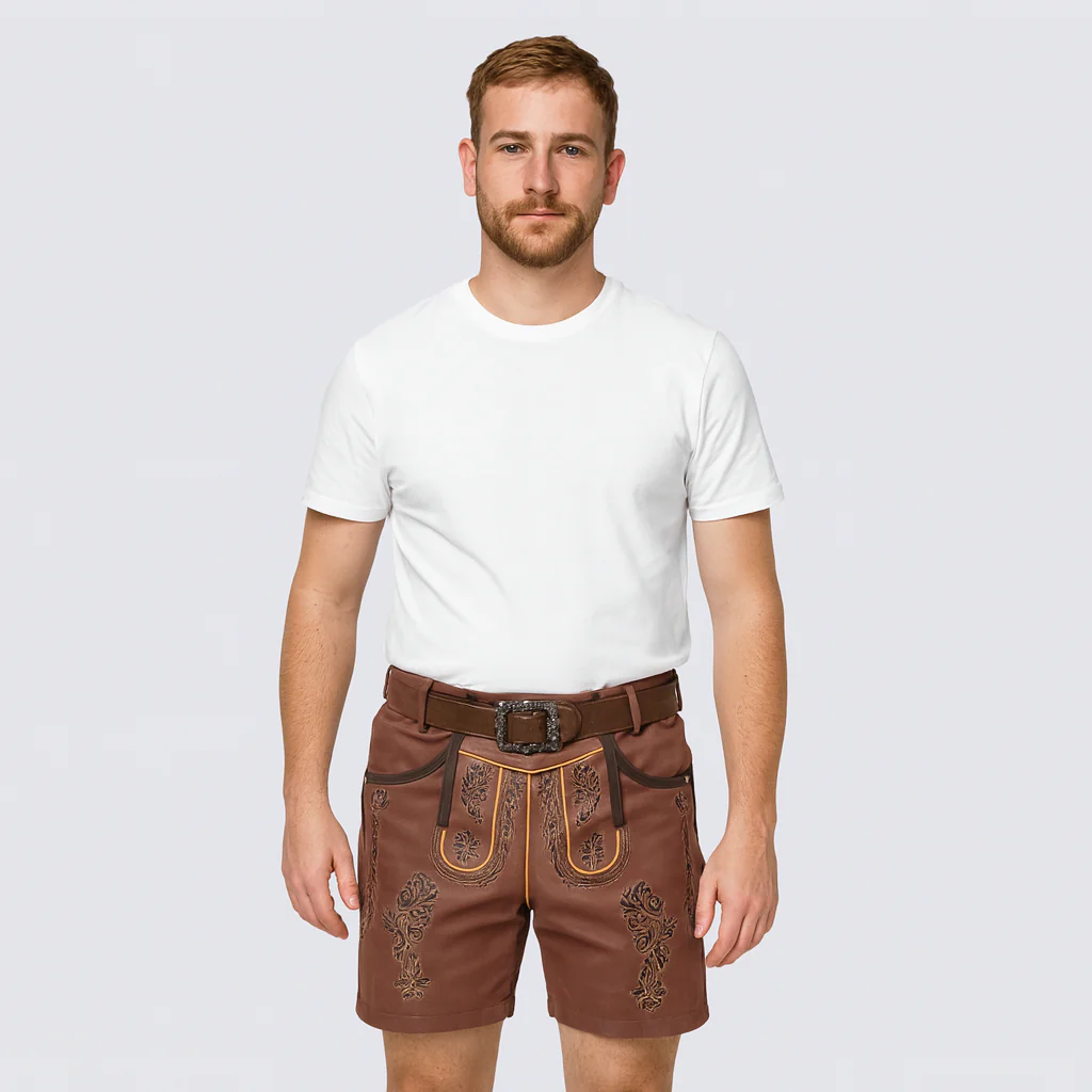 Kniebundlederhose Herren – Traditionelle Trachtenhose mit Stickerei & Schnürung fürs Oktoberfest - Image 2