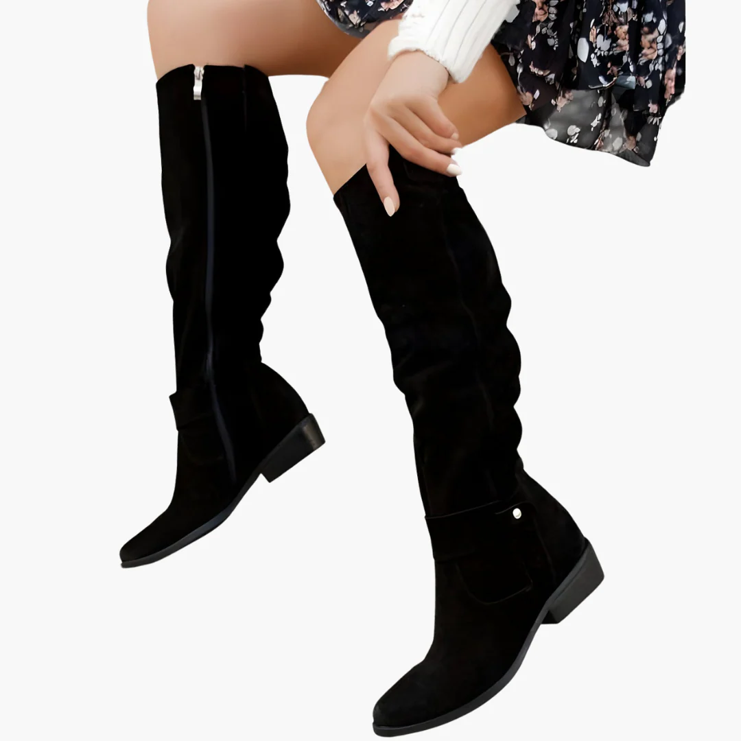 Kniehohe Stiefel - für Damen mit Blockabsatz und Reißverschluss - Image 4