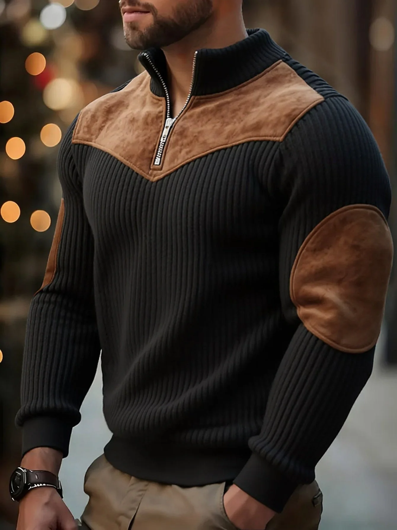 kortez – Lässiger Strickpullover Mit Halbem Reißverschluss - Image 6