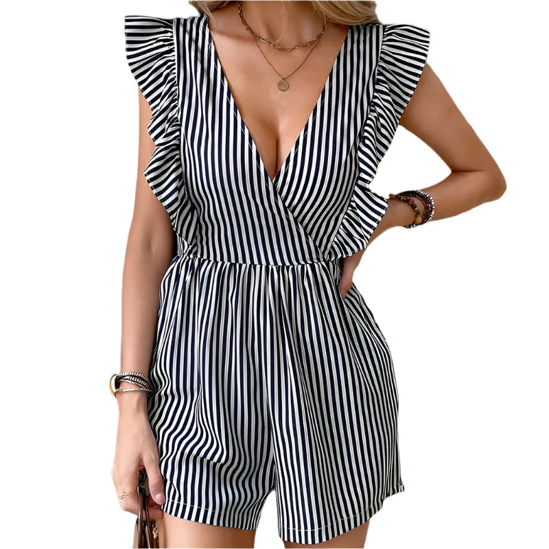 Kortney - Voluminöse Cap-Ärmel und eleganter V-Ausschnitt Jumpsuit - Image 2
