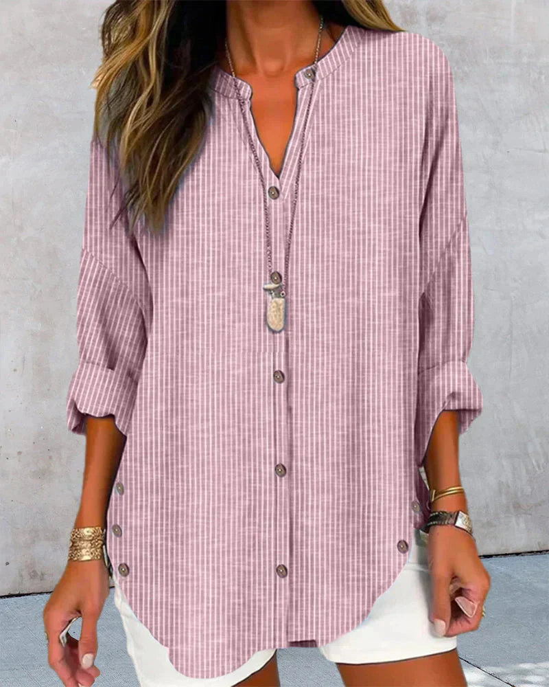 Kristin | Elegante gestreifte Bluse mit V Ausschnitt - Image 2