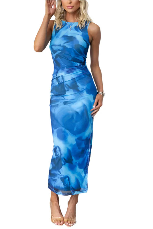 Kristin - Lange Stretchkleid mit Blumenmuster