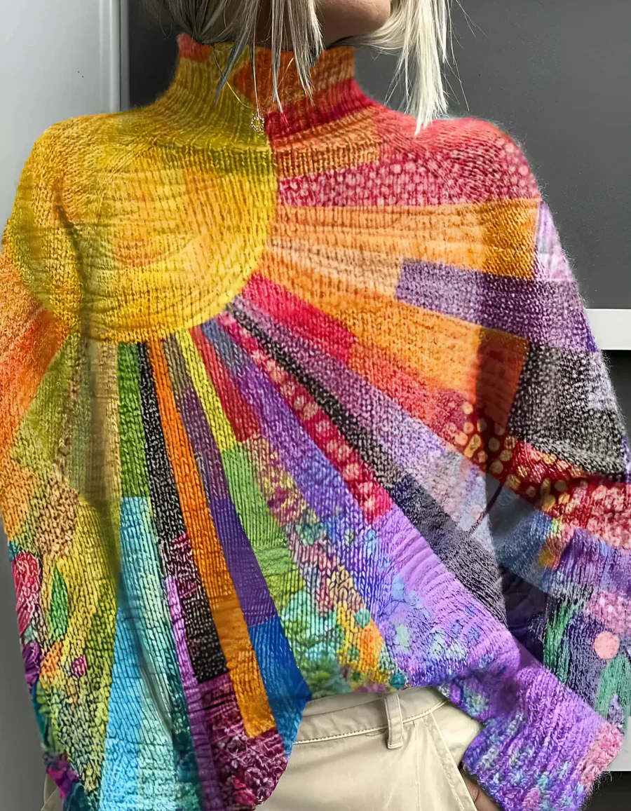 KRISZTA - FRÖHLICH BUNTER ROLLKRAGENPULLOVER