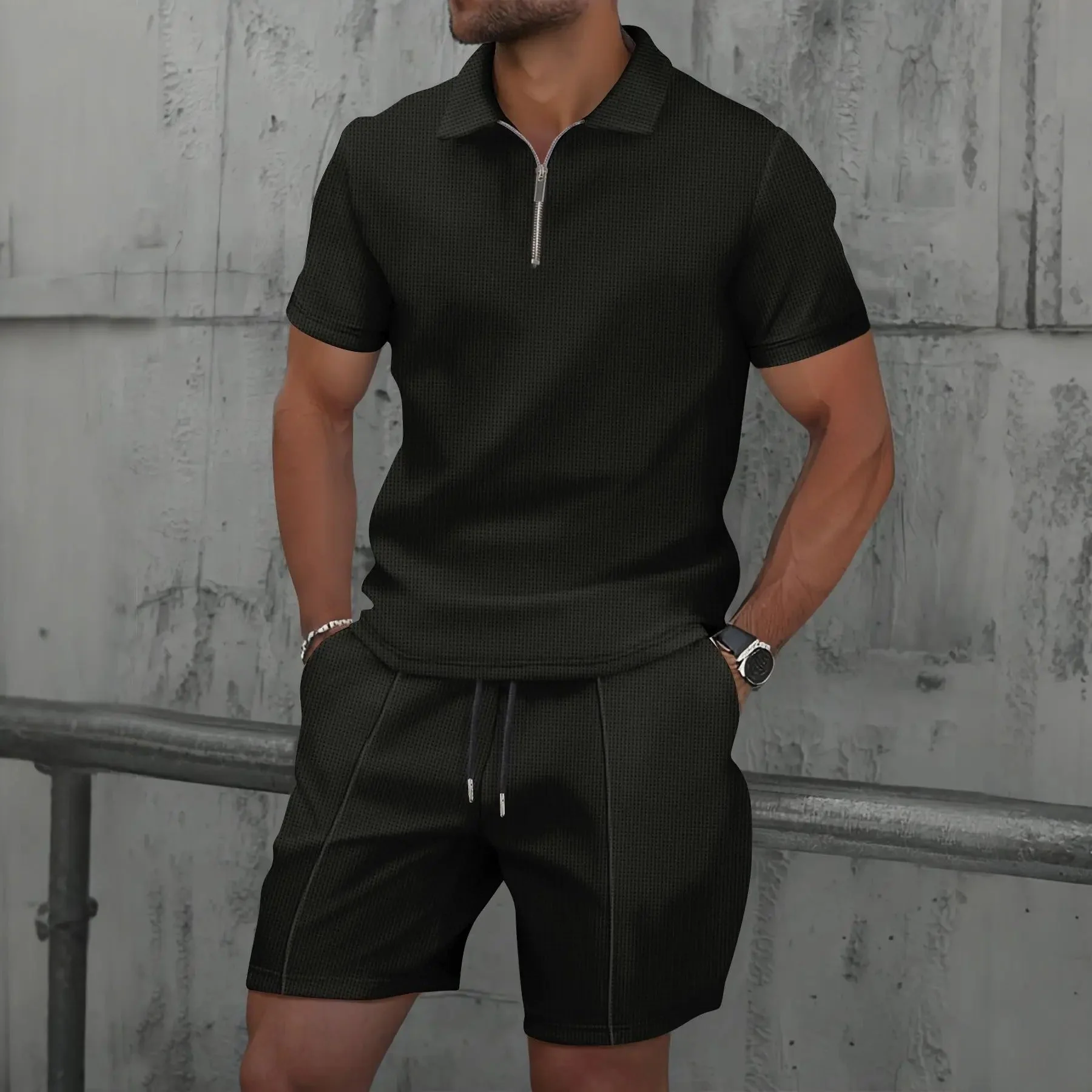Kurzarm-Poloshirt und Shorts für Männer - Image 2
