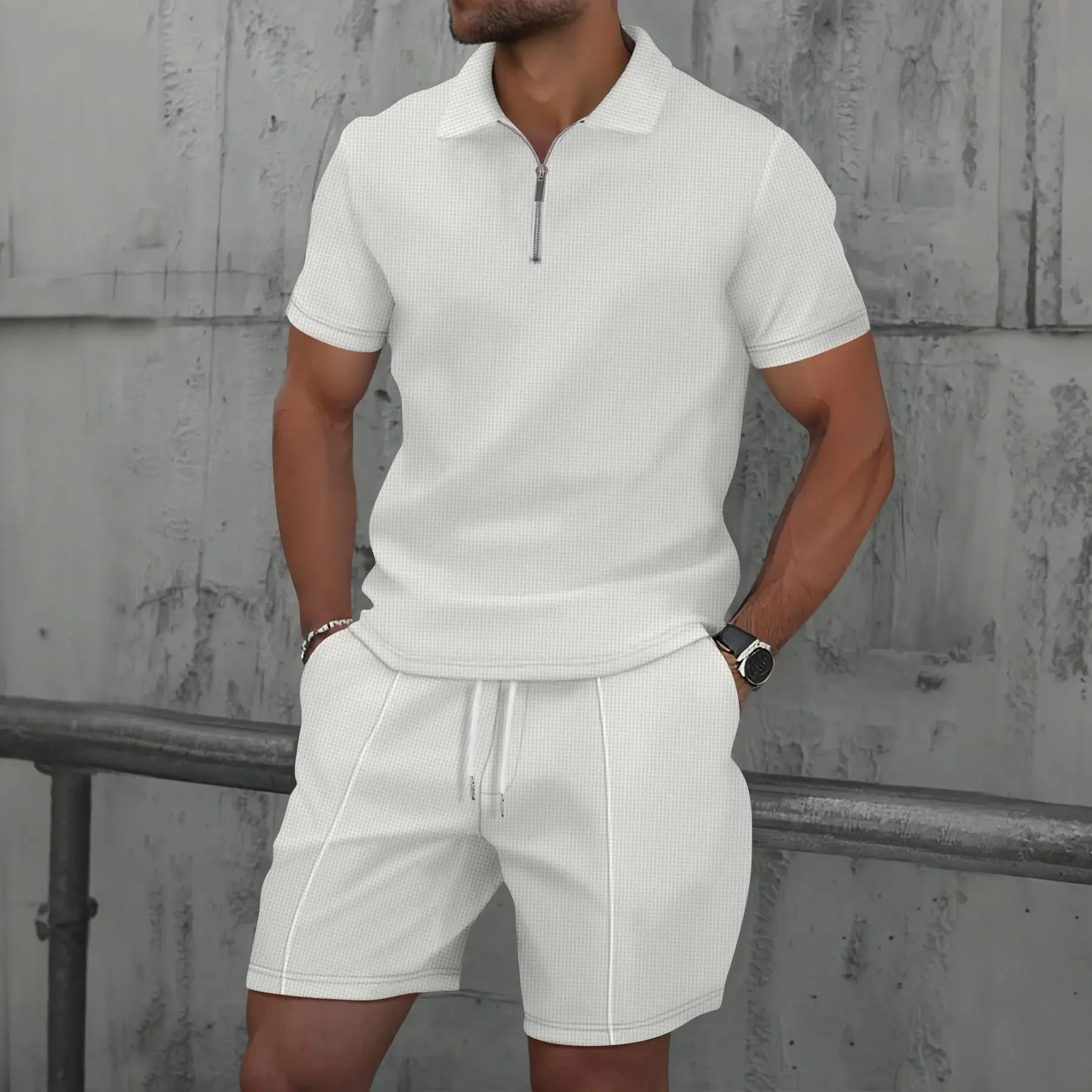Kurzarm-Poloshirt und Shorts für Männer - Image 3