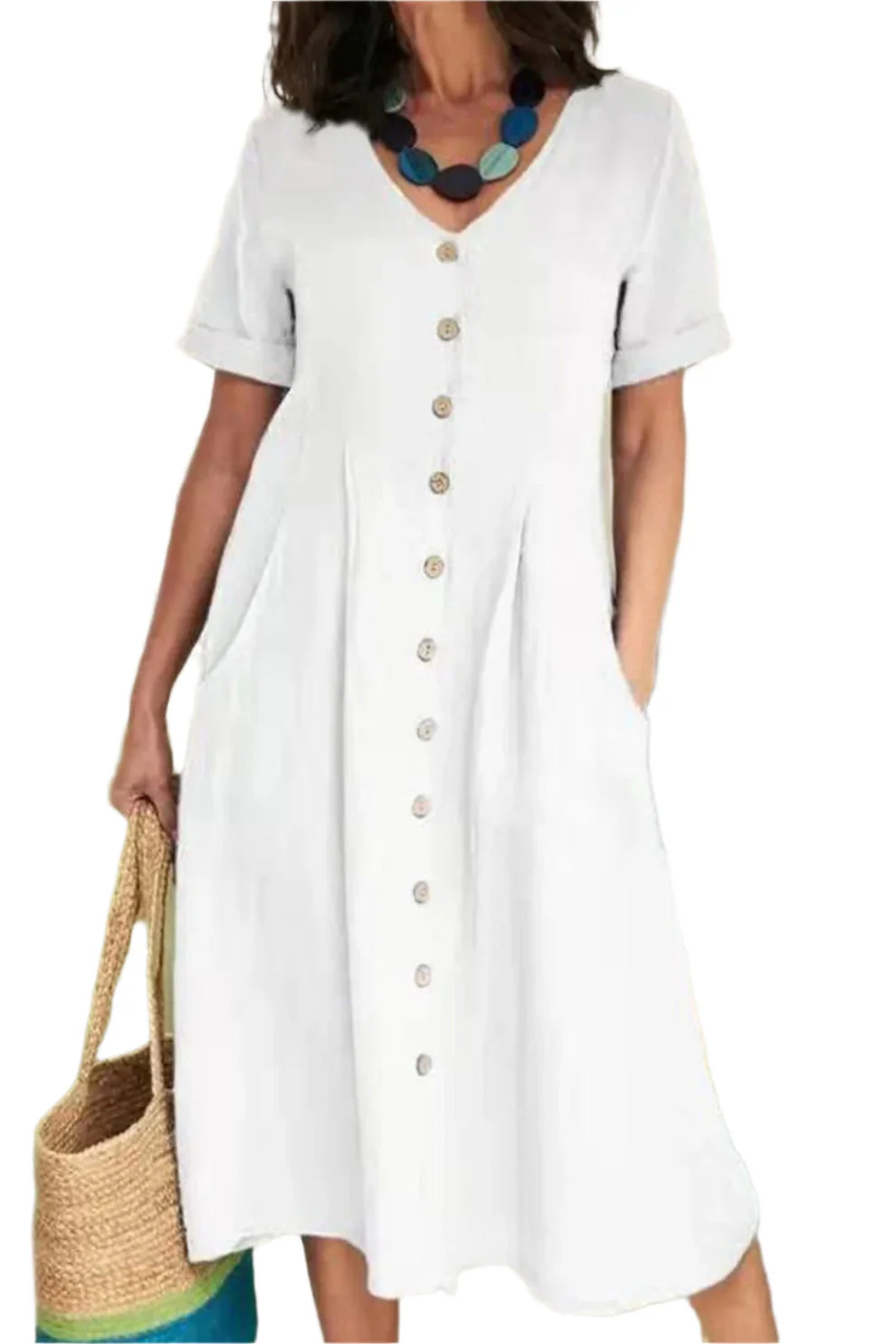 Kurzes, ärmelloses Midi-Kleid für Frauen - Image 6