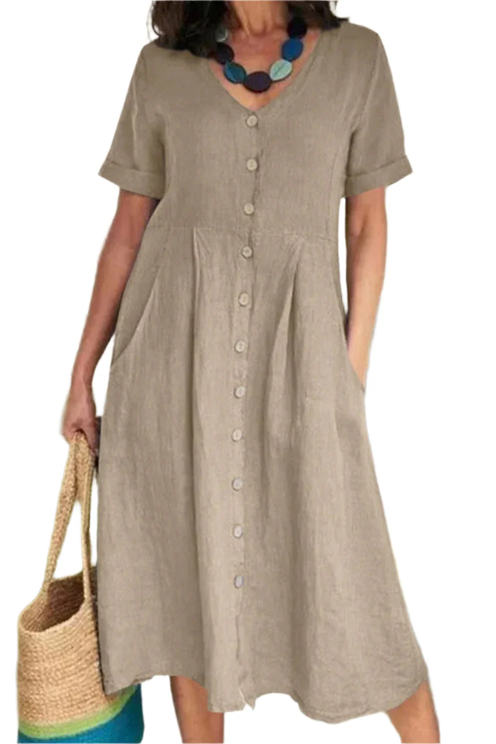 Kurzes, ärmelloses Midi-Kleid für Frauen - Image 7