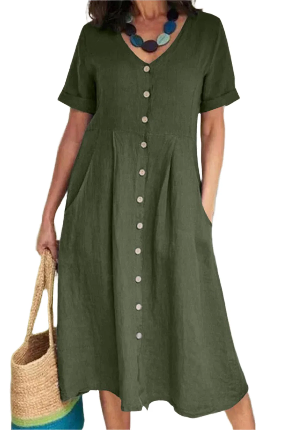 Kurzes, ärmelloses Midi-Kleid für Frauen - Image 9