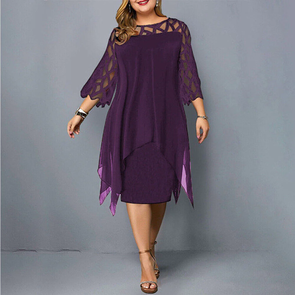 Lacelora™ – Damen Midi-Kleid mit Eleganter Spitze