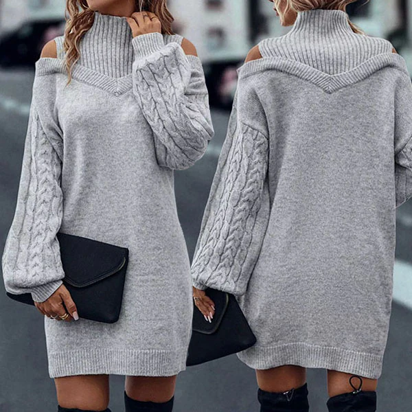 Laira™ – Kleid mit hohem Kragen und Zopfmuster