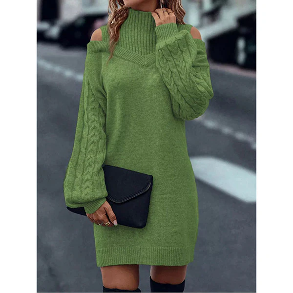Laira™ – Kleid mit hohem Kragen und Zopfmuster - Image 3