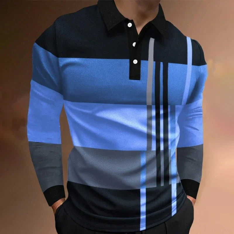 Langarm-Poloshirt in gespleißter Farbe für Männer - Image 7