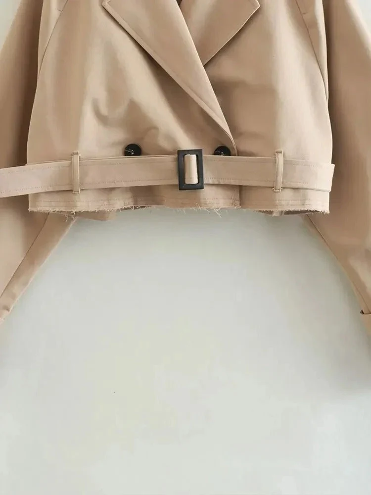 Langärmelige Jacke mit Gürtel und Kurzarm im Trench-Style - Image 6