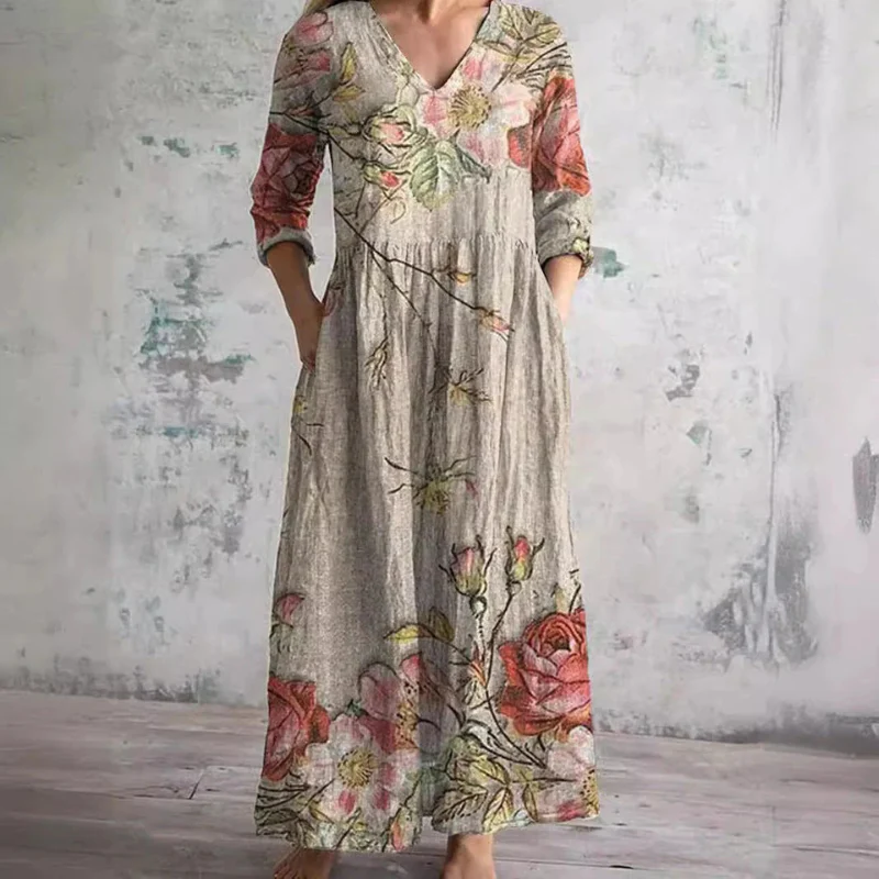 Langärmeliges florales Sommerkleid für Damen | Maxi - Image 10