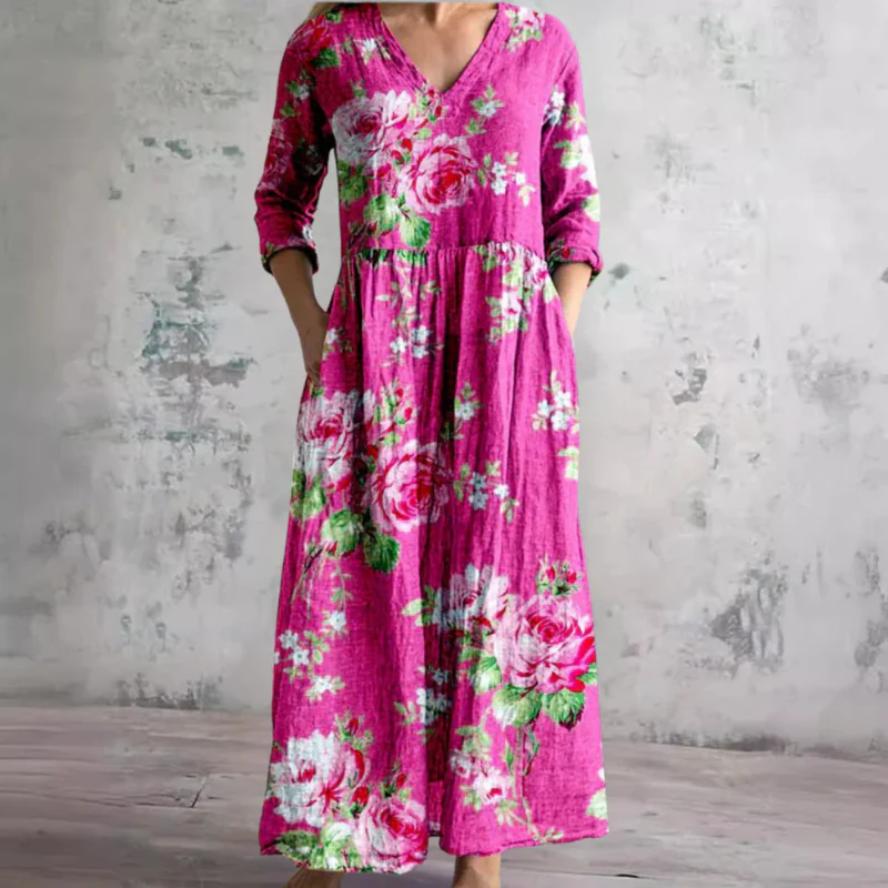 Langärmeliges florales Sommerkleid für Damen | Maxi - Image 2