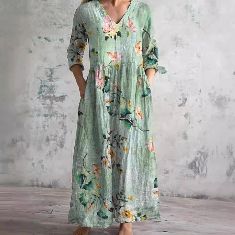 Langärmeliges florales Sommerkleid für Damen | Maxi - Image 3
