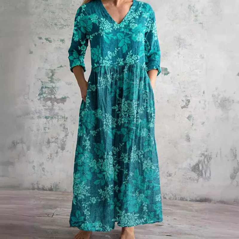 Langärmeliges florales Sommerkleid für Damen | Maxi - Image 9